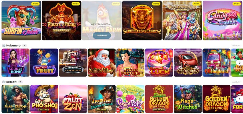 Interface de jeu du casino Punto Scommesse